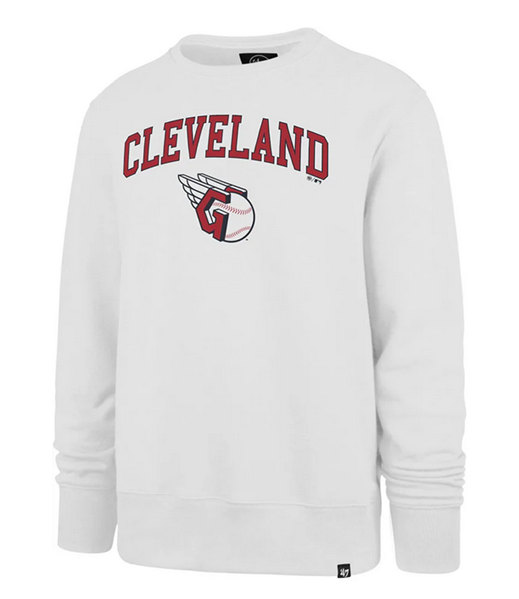Men's Cleveland Guardians White Pullover Sweatshirt